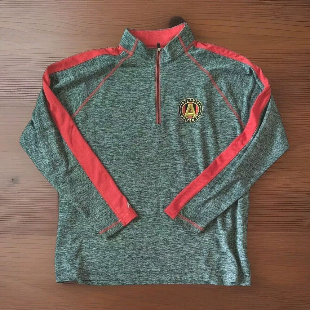 Atlanta United FC MLS Gray & Red 1/4 Zip  Pullover Men's Size XXL Shirt 2XL